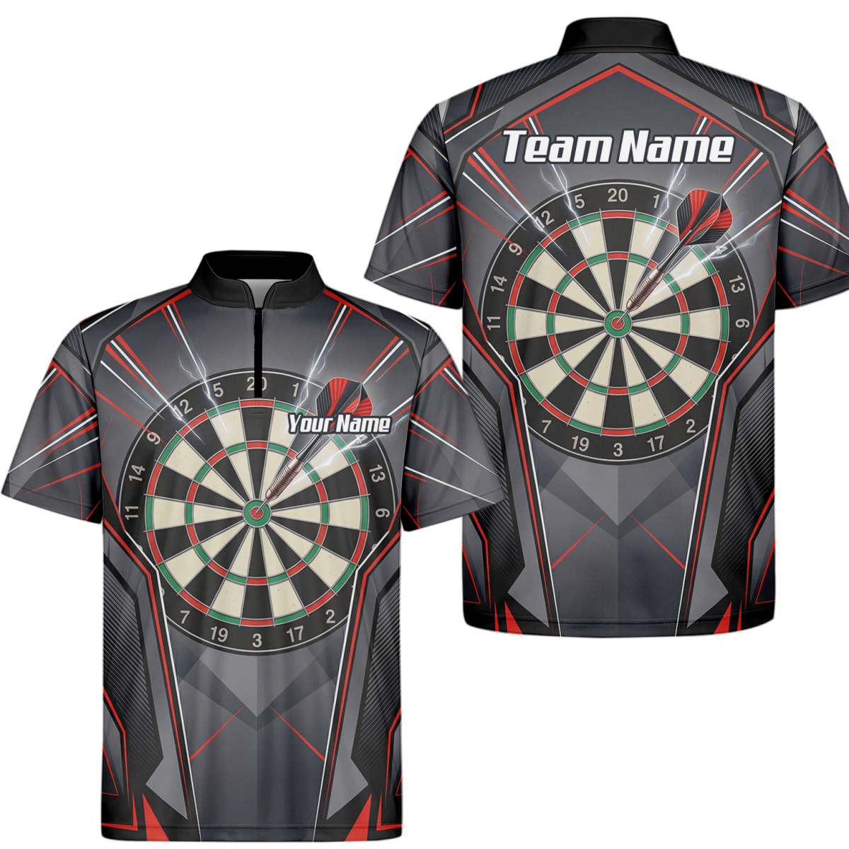 Dart Trikot Herren – Motiv Dartscheibe & Bullseye, Schwarz - Rot B4204 - Outfitsuche
