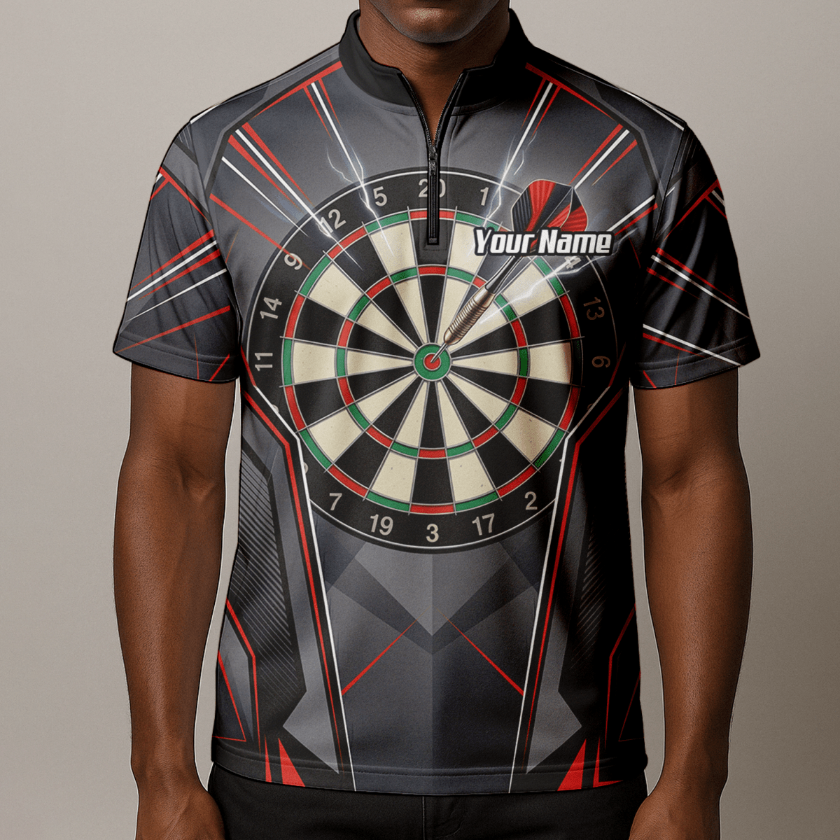 Dart Trikot Herren – Motiv Dartscheibe & Bullseye, Schwarz - Rot B4204 - Outfitsuche