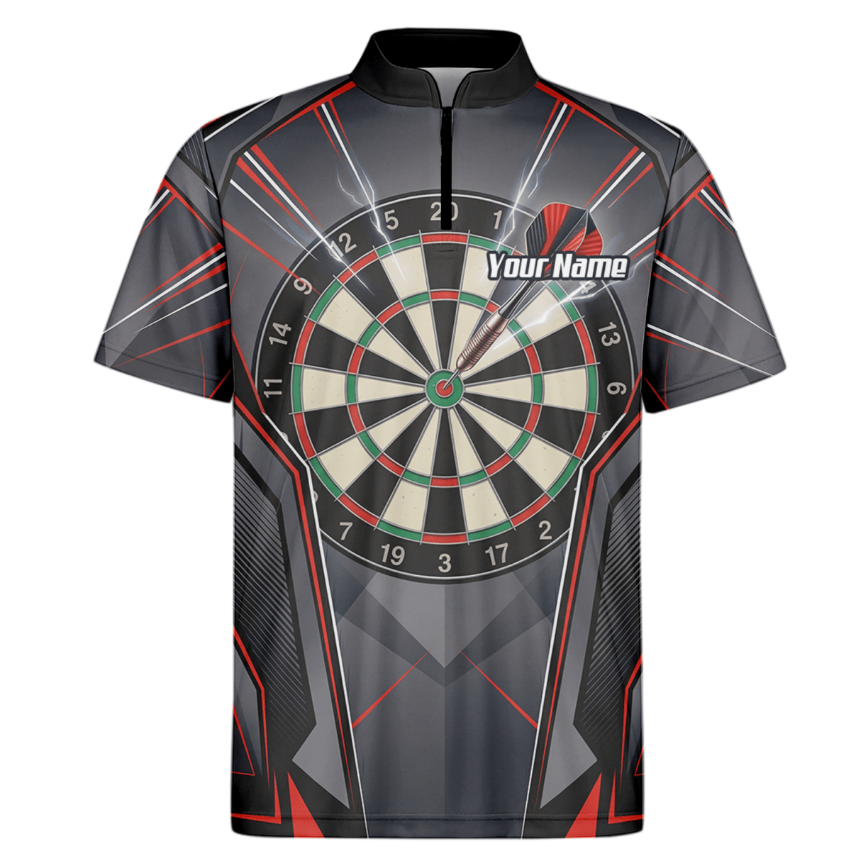Dart Trikot Herren – Motiv Dartscheibe & Bullseye, Schwarz - Rot B4204 - Outfitsuche