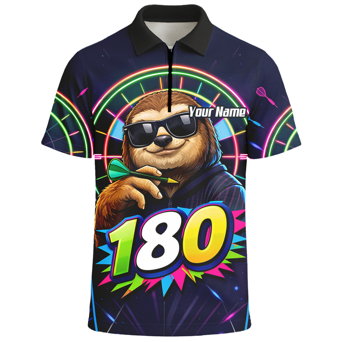 Dart Trikot Herren – Motiv Faultier 180 Neon Personalisiert Y8867 - Outfitsuche