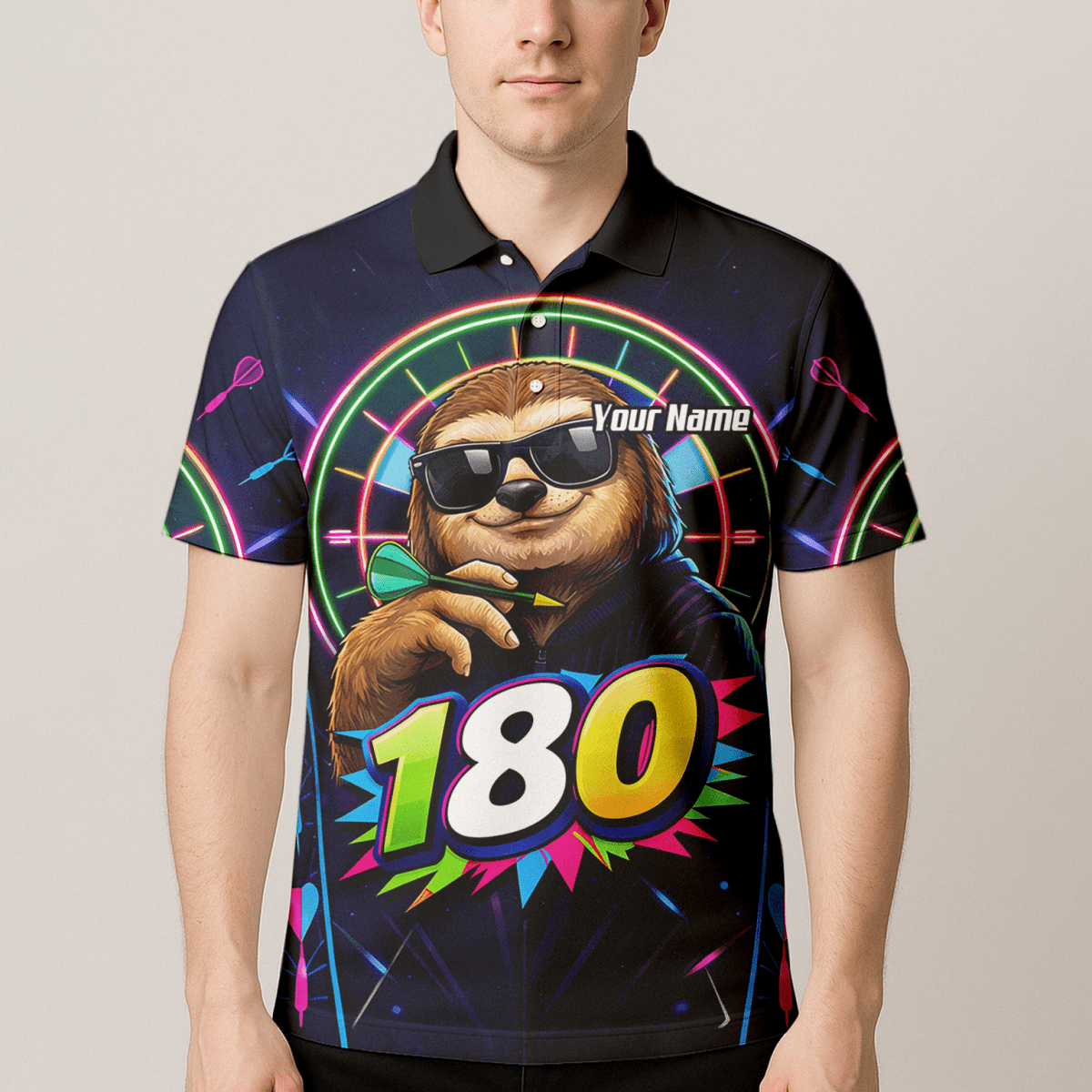 Dart Trikot Herren – Motiv Faultier 180 Neon Personalisiert Y8867 - Outfitsuche