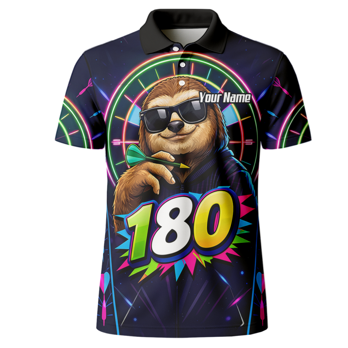 Dart Trikot Herren – Motiv Faultier 180 Neon Personalisiert Y8867 - Outfitsuche