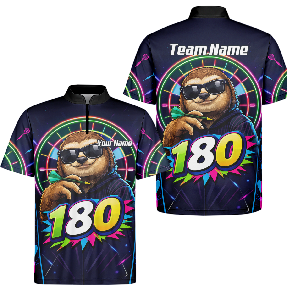 Dart Trikot Herren – Motiv Faultier 180 Neon Personalisiert Y8867 - Outfitsuche