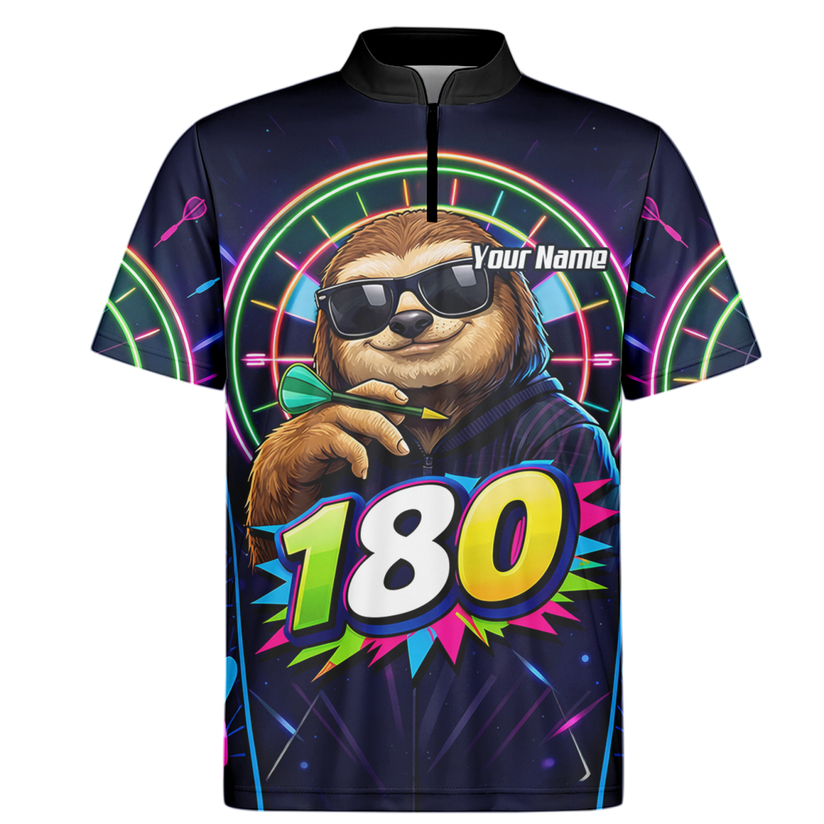 Dart Trikot Herren – Motiv Faultier 180 Neon Personalisiert Y8867 - Outfitsuche
