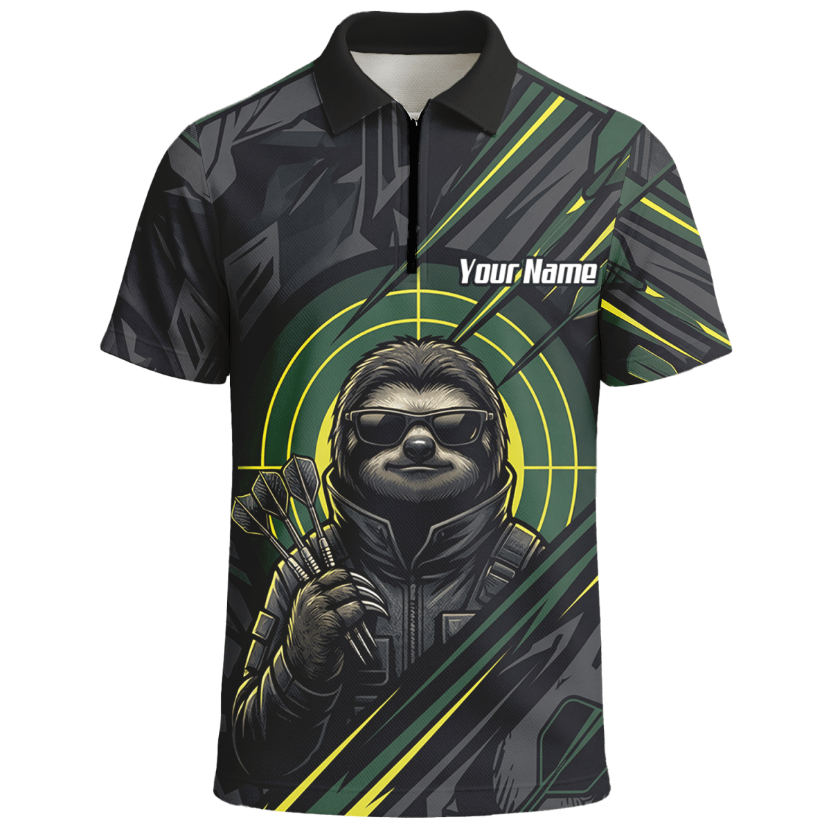 Dart Trikot Herren – Motiv Faultier Schwarz Grün personalisierbar I5001 - Outfitsuche