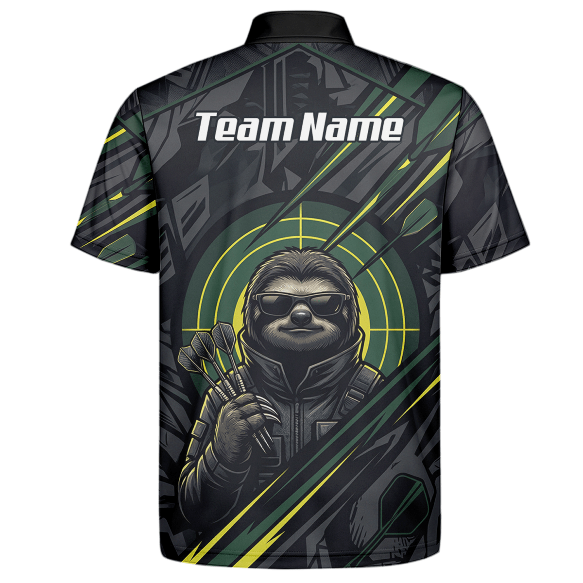 Dart Trikot Herren – Motiv Faultier Schwarz Grün personalisierbar I5001 - Outfitsuche