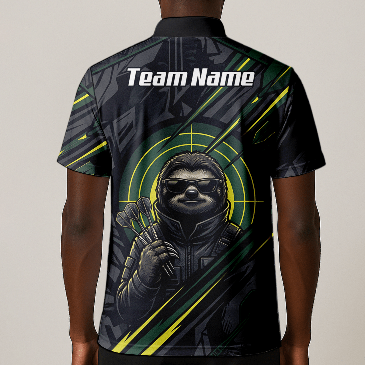 Dart Trikot Herren – Motiv Faultier Schwarz Grün personalisierbar I5001 - Outfitsuche