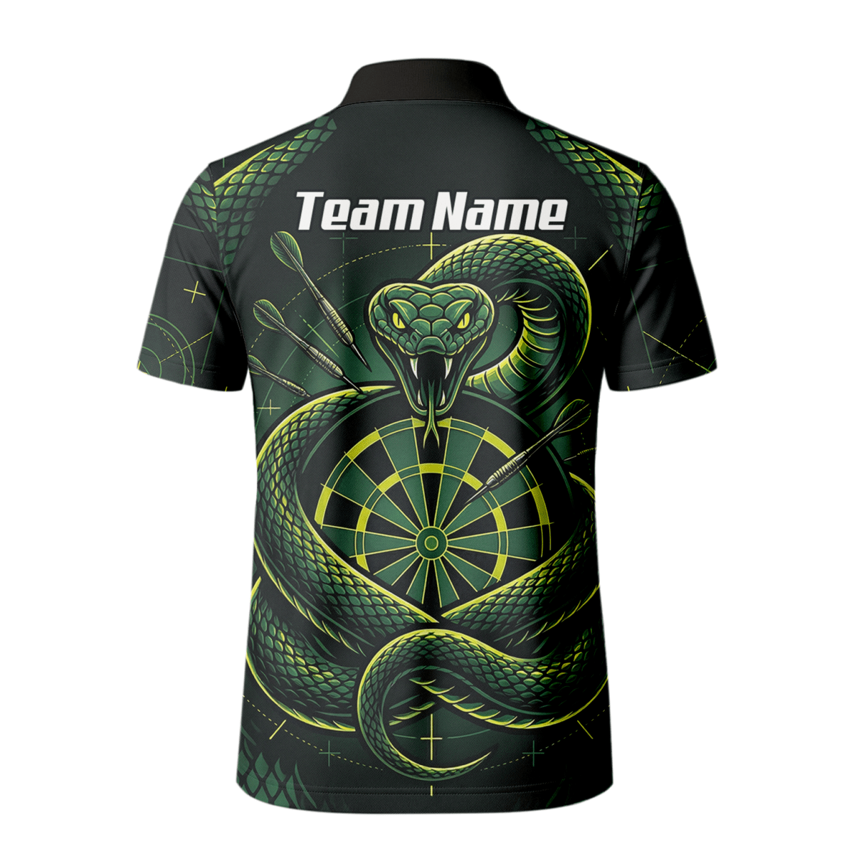 Dart Trikot Herren – Motiv Grüne Schlange & Dartscheibe – Schwarz J9840 - Outfitsuche