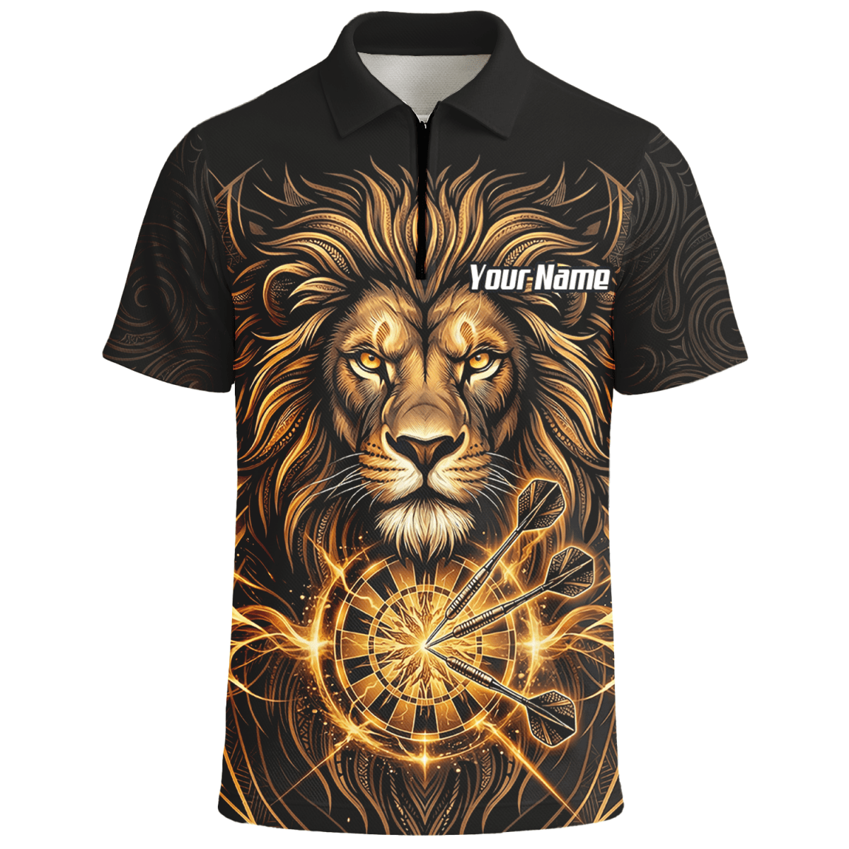 Dart Trikot Herren – Motiv Löwe Gold & Schwarz – Personalisierbar P5667 - Outfitsuche