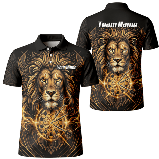 Dart Trikot Herren – Motiv Löwe Gold & Schwarz – Personalisierbar P5667 - Outfitsuche