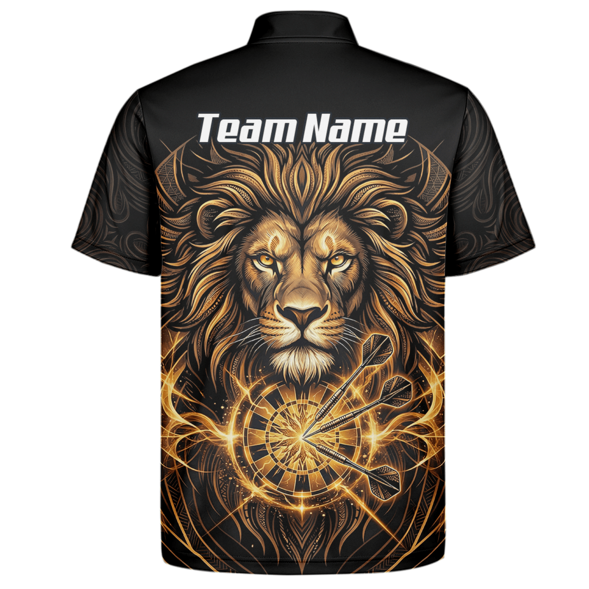 Dart Trikot Herren – Motiv Löwe Gold & Schwarz – Personalisierbar P5667 - Outfitsuche
