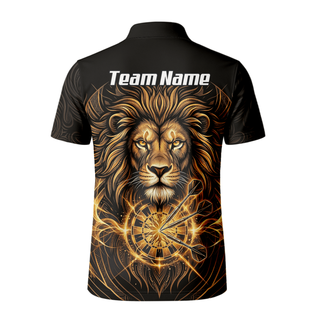 Dart Trikot Herren – Motiv Löwe Gold & Schwarz – Personalisierbar P5667 - Outfitsuche