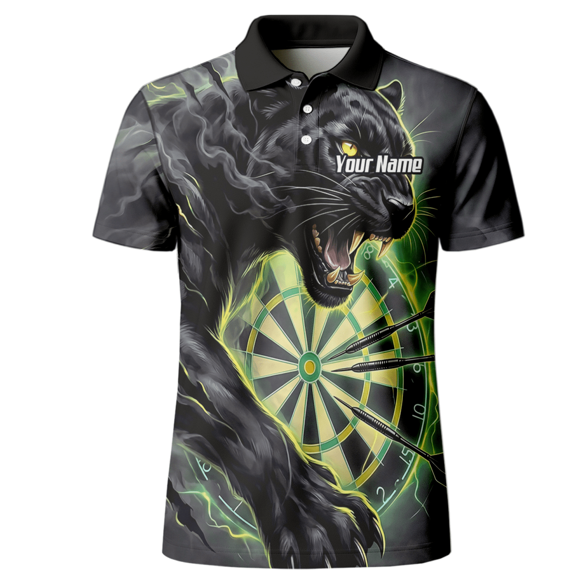 Dart Trikot Herren – Motiv Schwarzer Panther in Schwarz & Grün K7905 - Outfitsuche