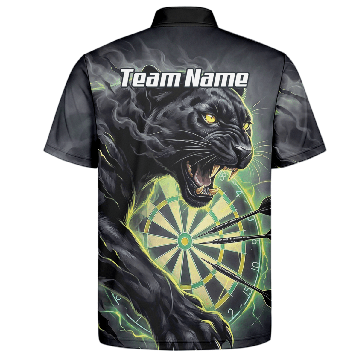 Dart Trikot Herren – Motiv Schwarzer Panther in Schwarz & Grün K7905 - Outfitsuche