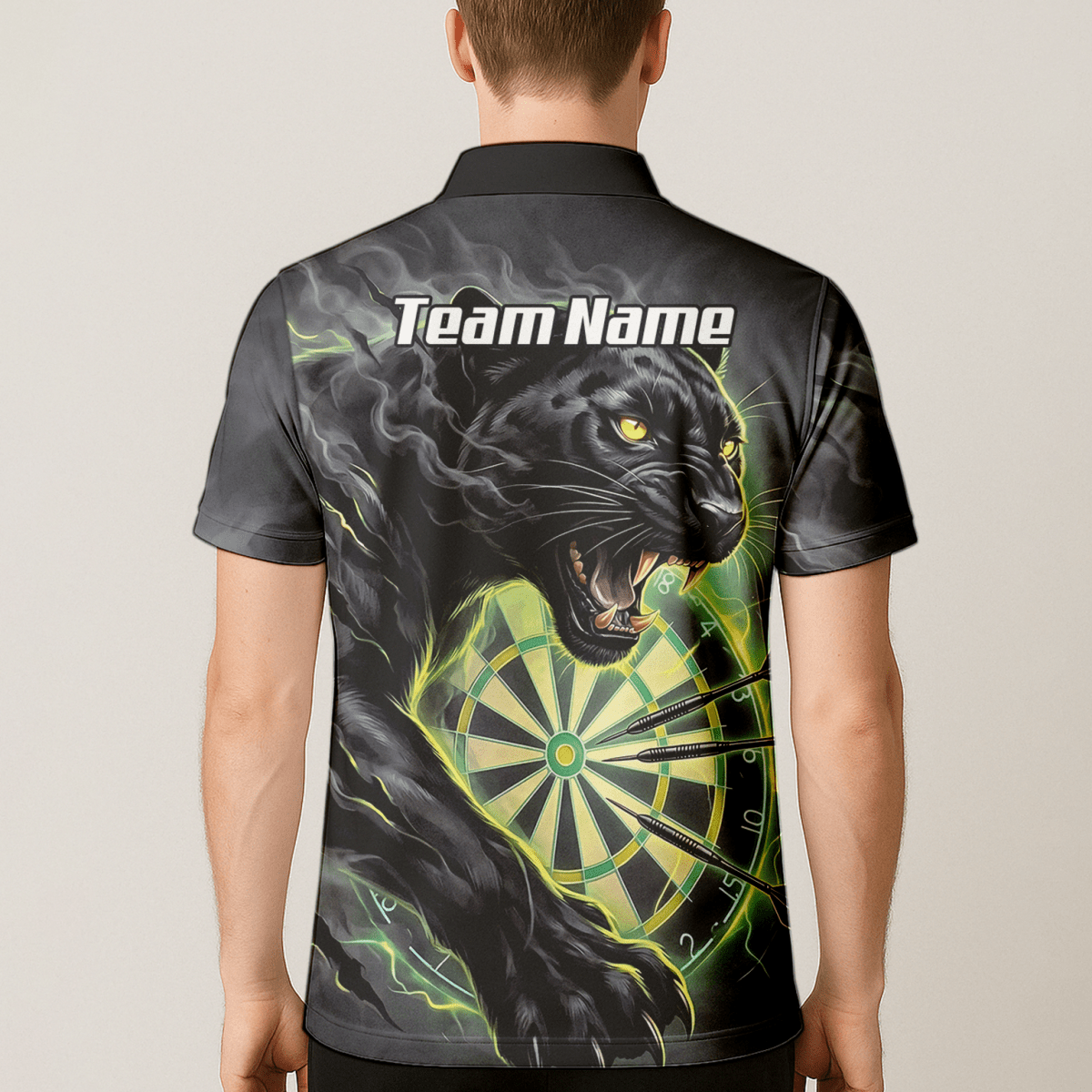 Dart Trikot Herren – Motiv Schwarzer Panther in Schwarz & Grün K7905 - Outfitsuche