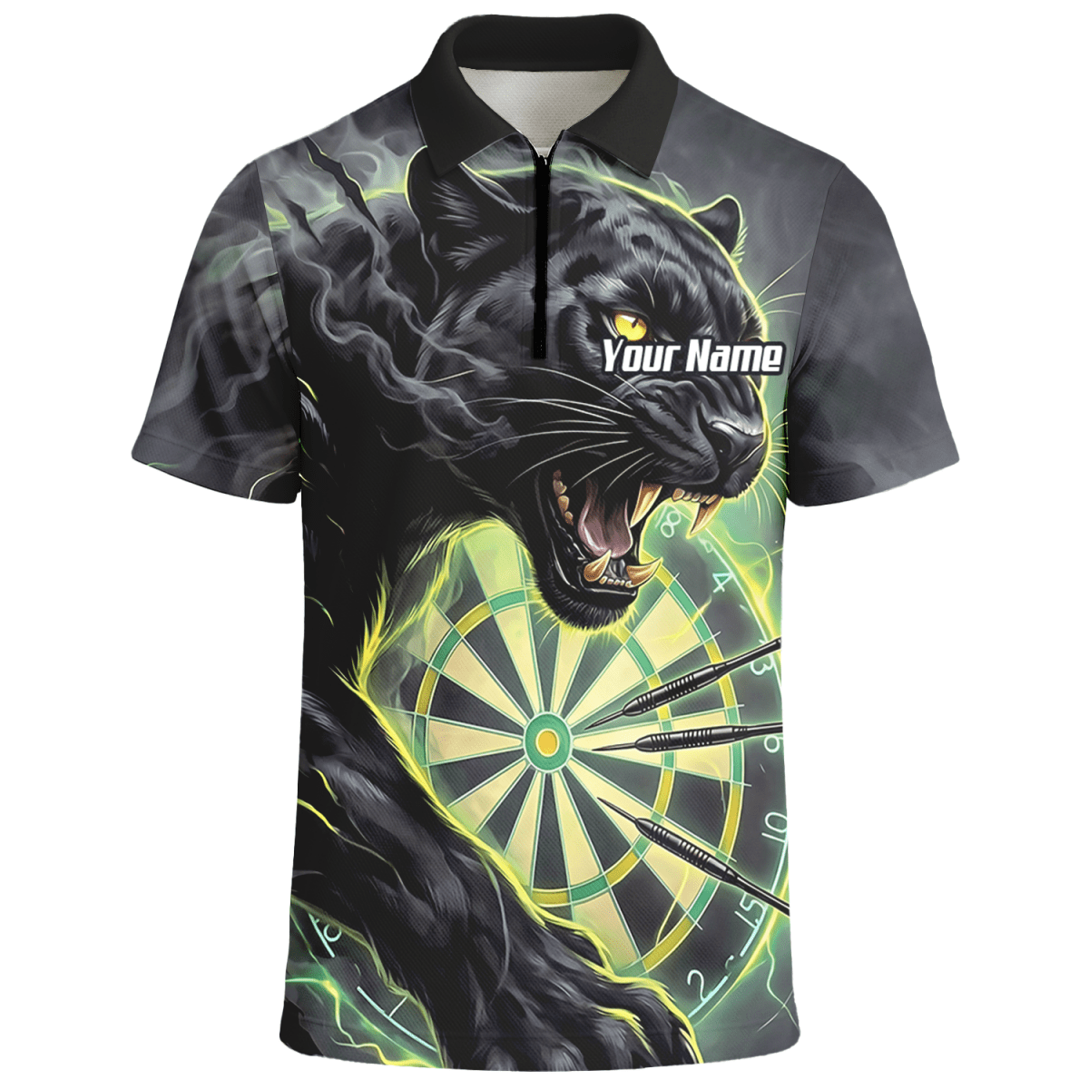 Dart Trikot Herren – Motiv Schwarzer Panther in Schwarz & Grün K7905 - Outfitsuche