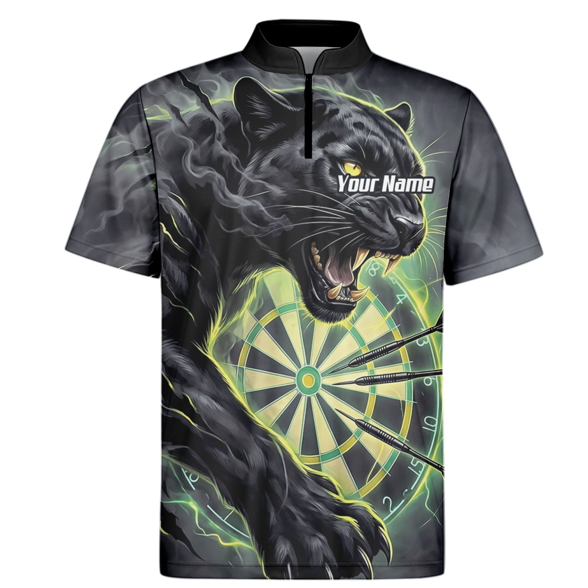 Dart Trikot Herren – Motiv Schwarzer Panther in Schwarz & Grün K7905 - Outfitsuche