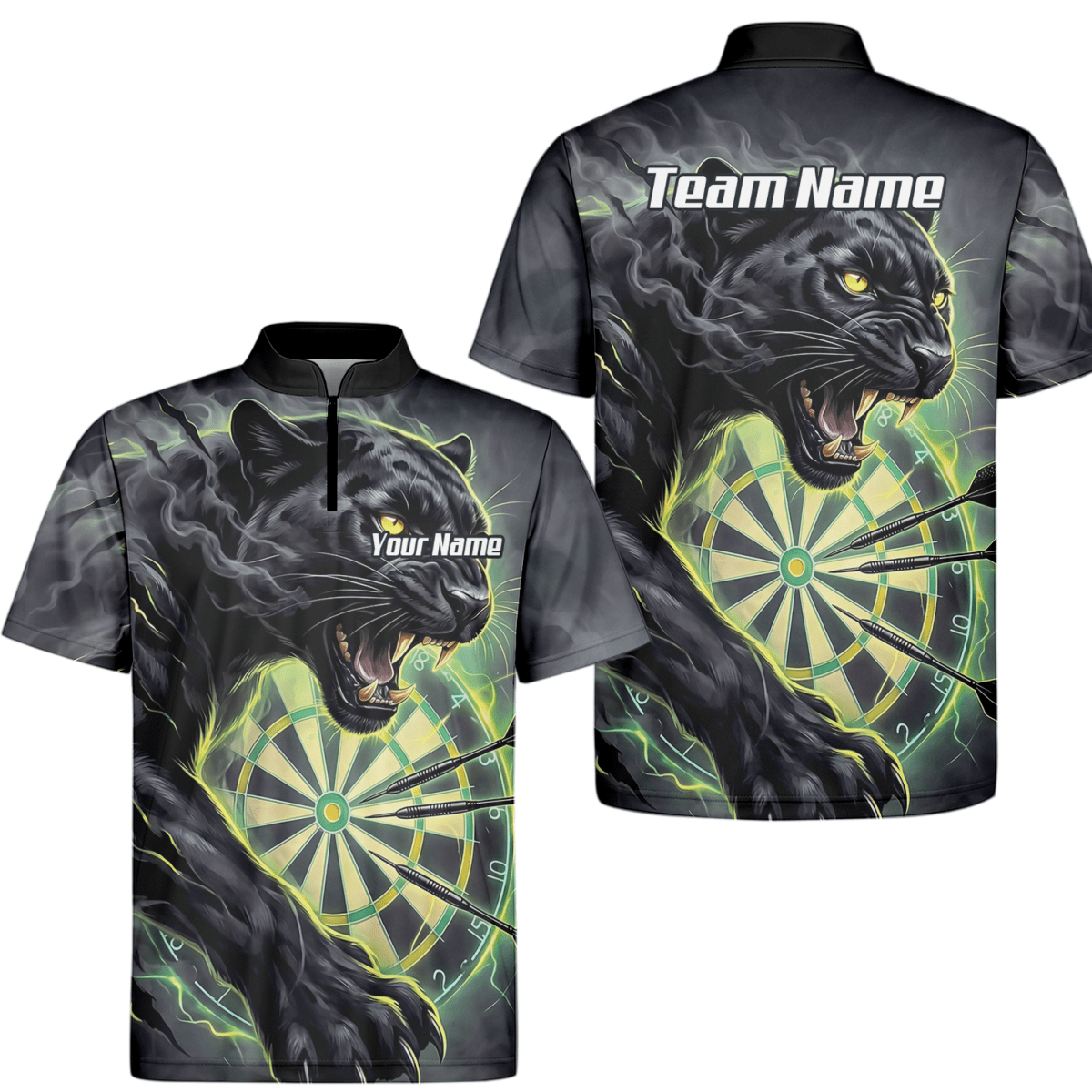 Dart Trikot Herren – Motiv Schwarzer Panther in Schwarz & Grün K7905 - Outfitsuche