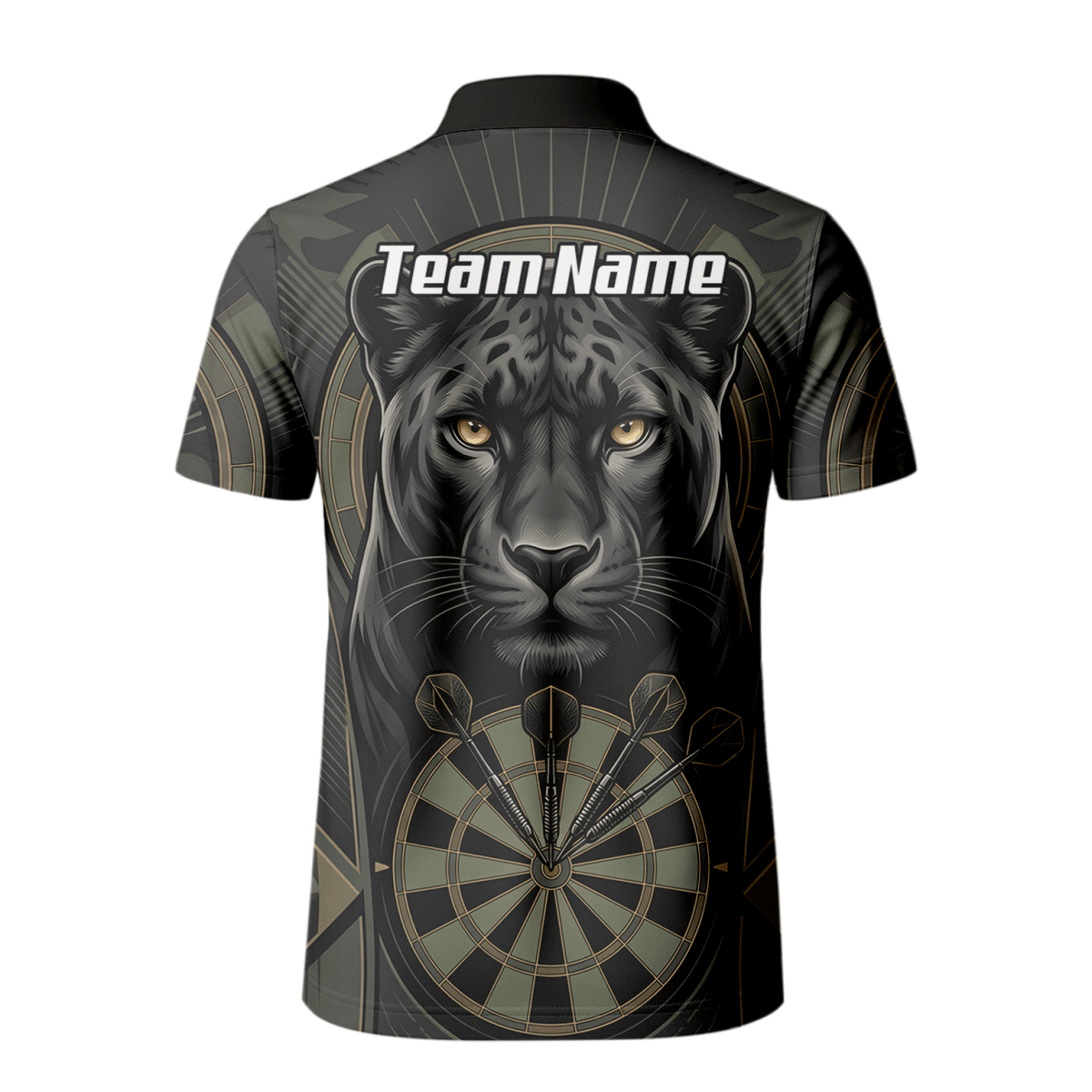 Dart Trikot Herren – Motiv Schwarzer Panther – Schwarz/Oliv Personalisierbar J7347 - Outfitsuche