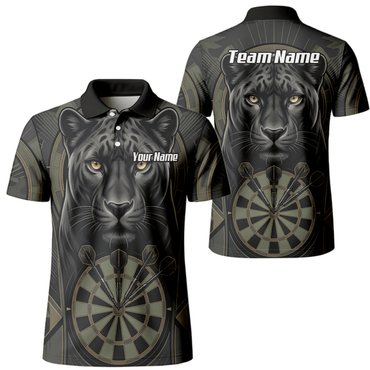 Dart Trikot Herren – Motiv Schwarzer Panther – Schwarz/Oliv Personalisierbar J7347 - Outfitsuche