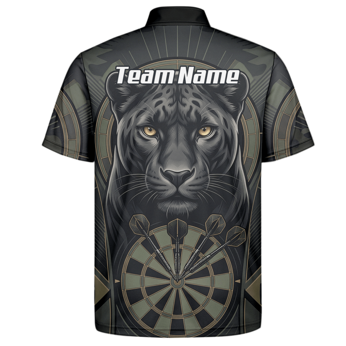 Dart Trikot Herren – Motiv Schwarzer Panther – Schwarz/Oliv Personalisierbar J7347 - Outfitsuche