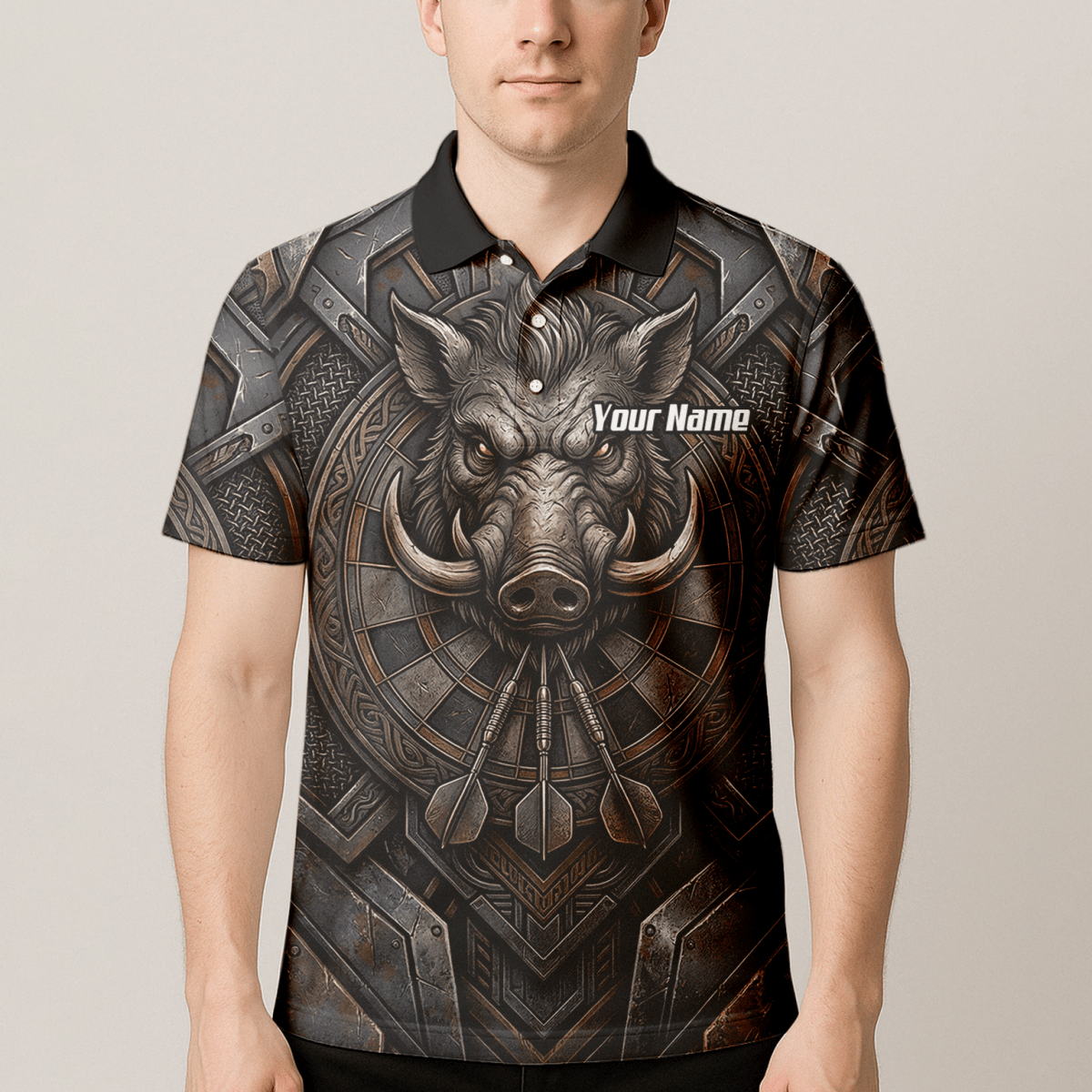 Dart Trikot Herren – Motiv Wildschwein Keiler – Anthrazit Bronze P3000 - Outfitsuche