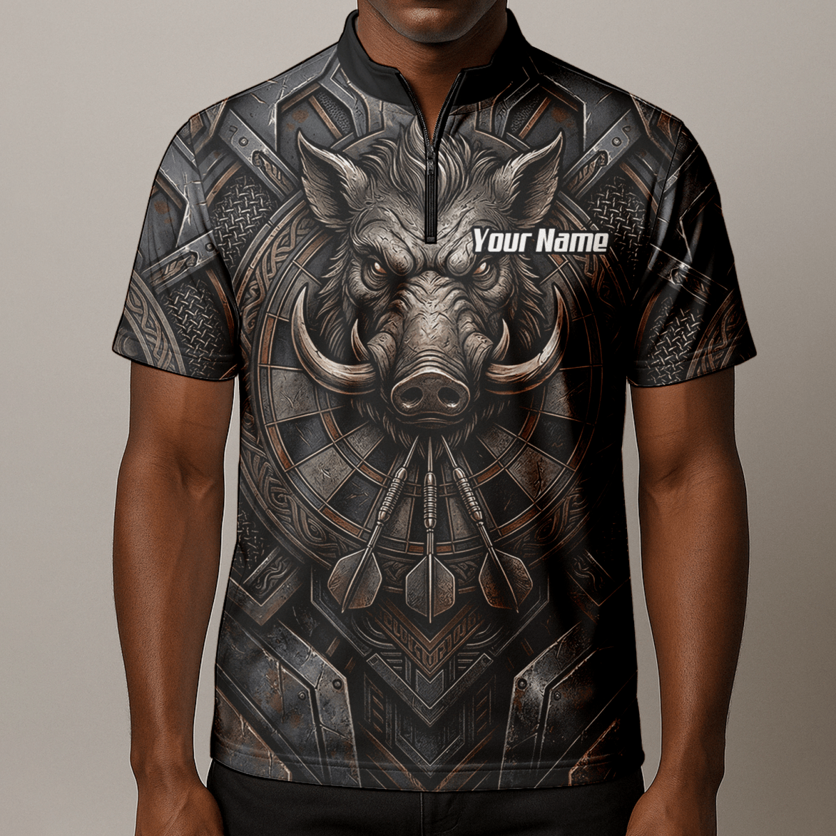 Dart Trikot Herren – Motiv Wildschwein Keiler – Anthrazit Bronze P3000 - Outfitsuche