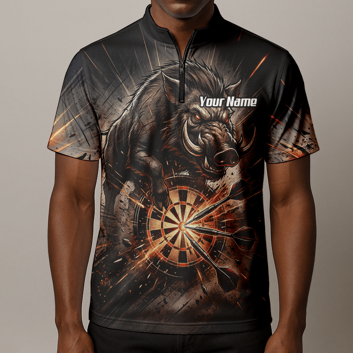 Dart Trikot Herren – Motiv Wildschwein Keiler Personalisiert H8686 - Outfitsuche