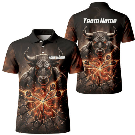 Dart Trikot Herren – Motiv Wütender Stier & Flammen – Personalisierbar Y4522 - Outfitsuche