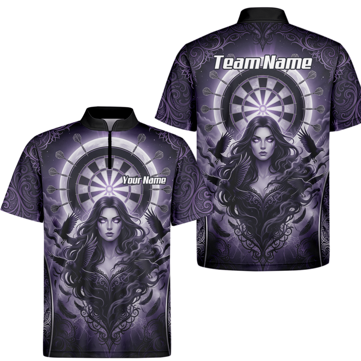 Dart Trikot Herren – Mystische Magierin & Raben Design Violett T5505 - Outfitsuche