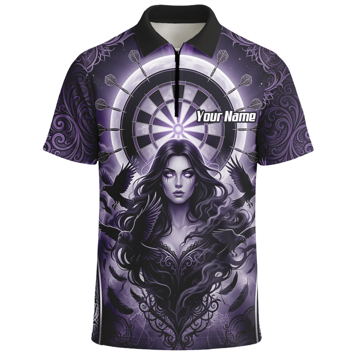 Dart Trikot Herren – Mystische Magierin & Raben Design Violett T5505 - Outfitsuche