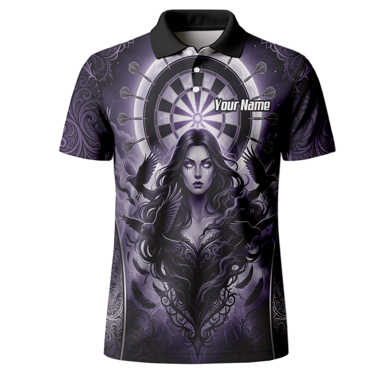 Dart Trikot Herren – Mystische Magierin & Raben Design Violett T5505 - Outfitsuche