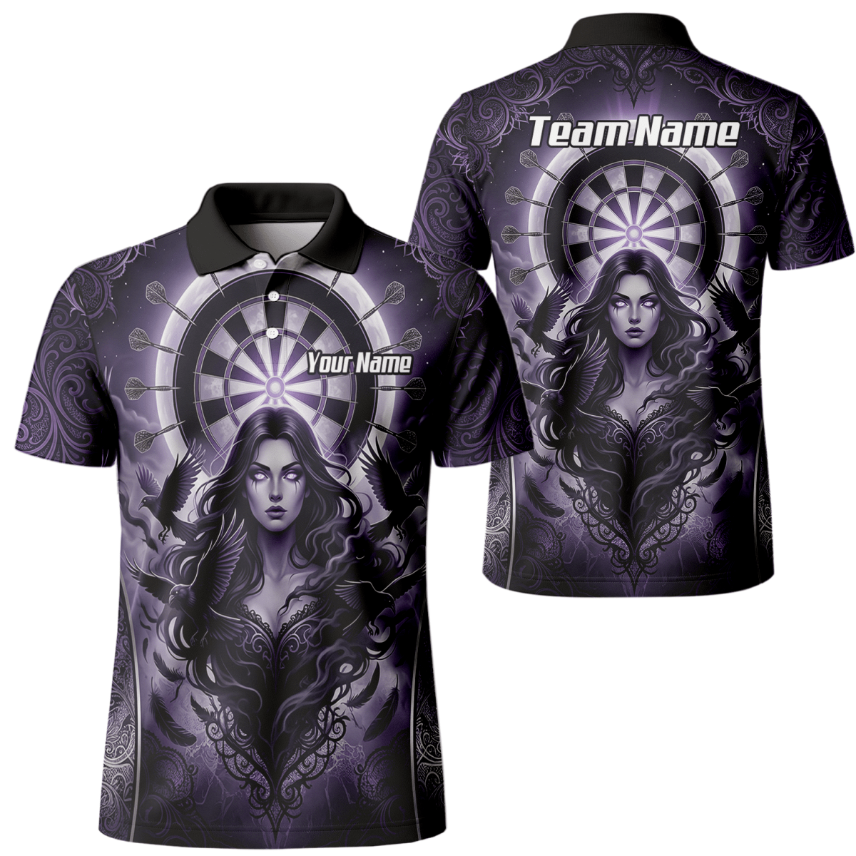 Dart Trikot Herren – Mystische Magierin & Raben Design Violett T5505 - Outfitsuche