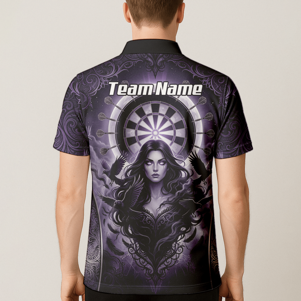 Dart Trikot Herren – Mystische Magierin & Raben Design Violett T5505 - Outfitsuche