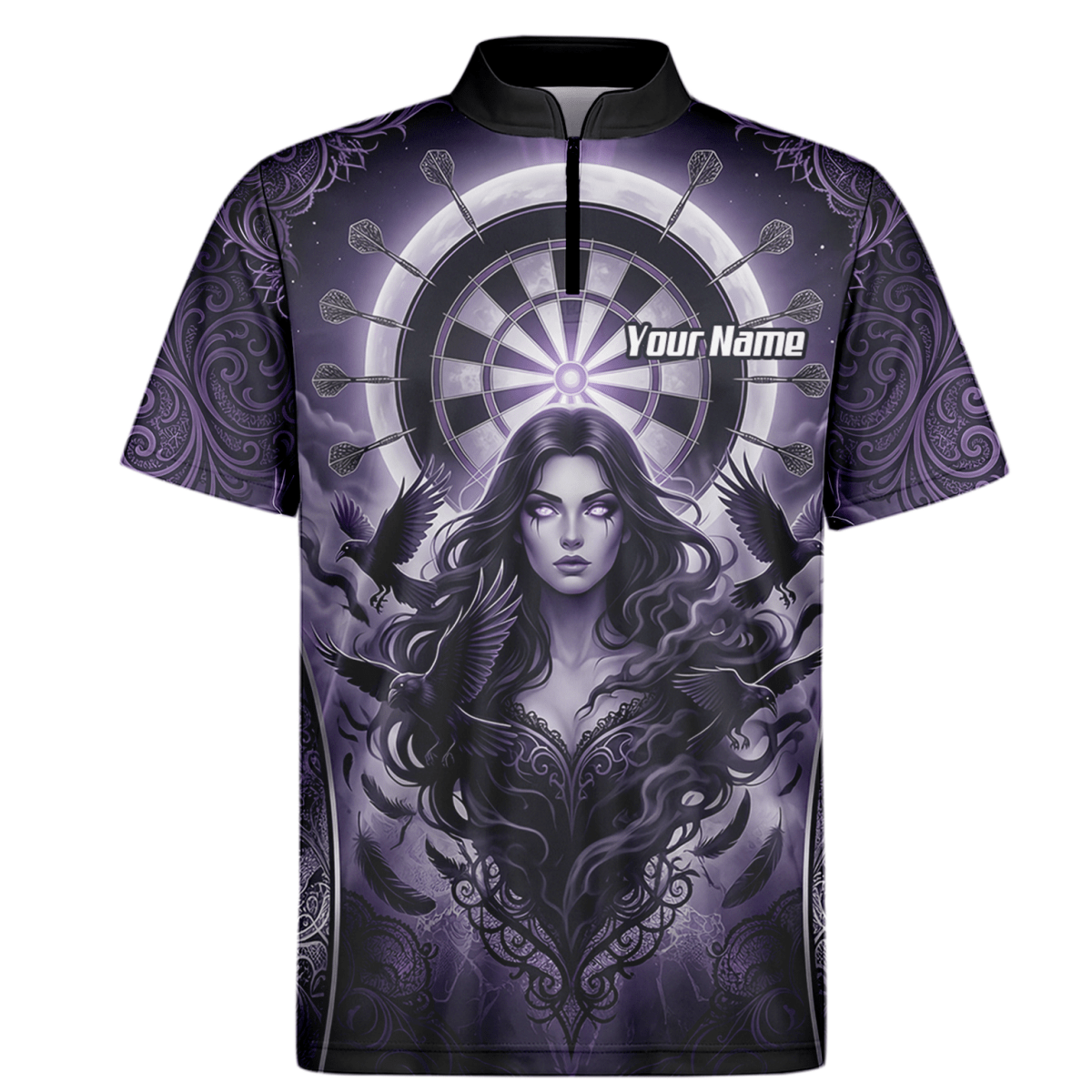 Dart Trikot Herren – Mystische Magierin & Raben Design Violett T5505 - Outfitsuche