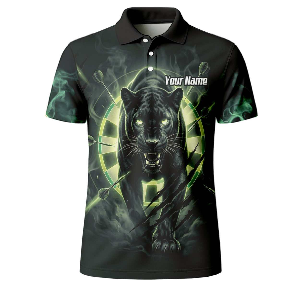 Dart Trikot Herren – Panther Motiv Schwarz - Grün Personalisiert F5579 - Outfitsuche