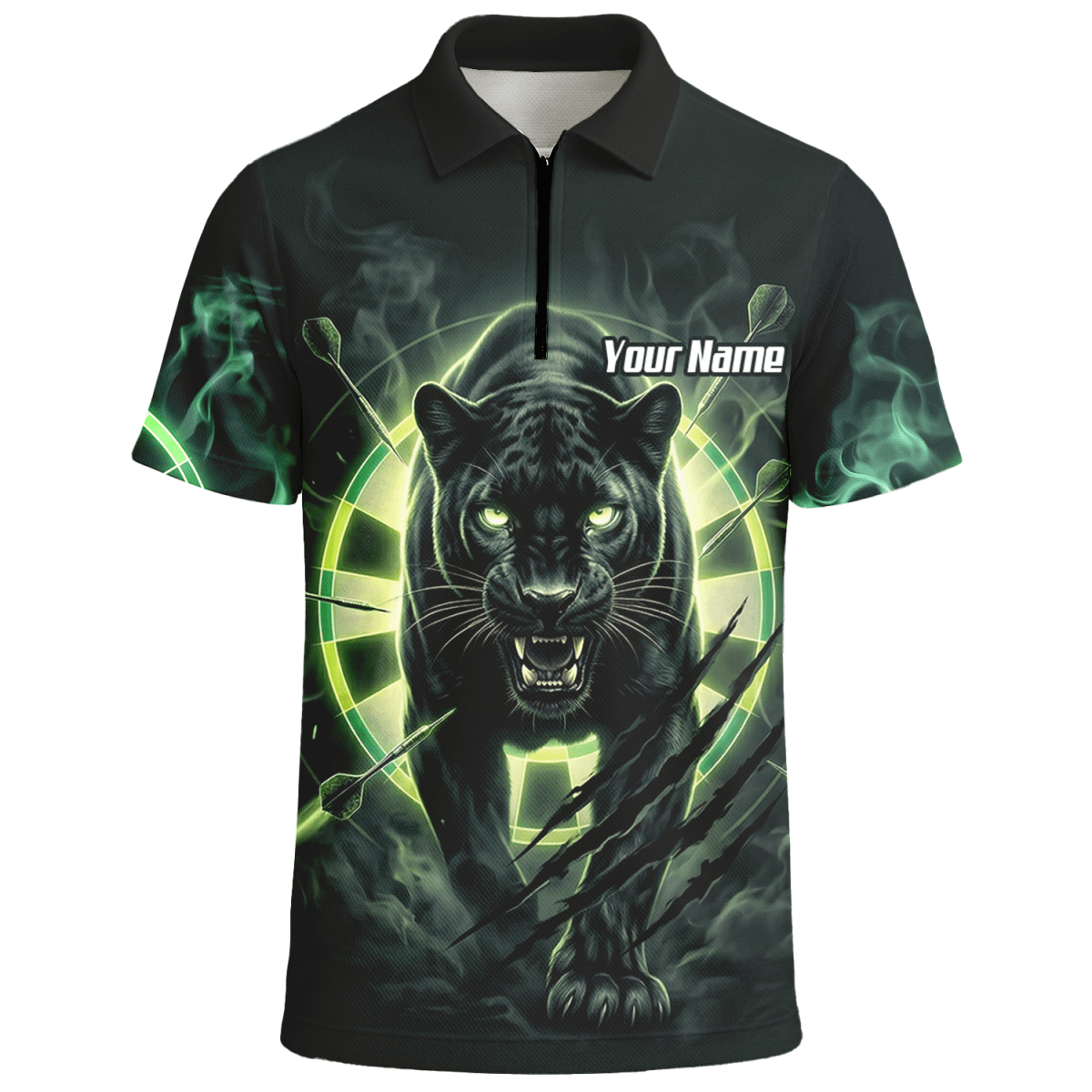 Dart Trikot Herren – Panther Motiv Schwarz - Grün Personalisiert F5579 - Outfitsuche
