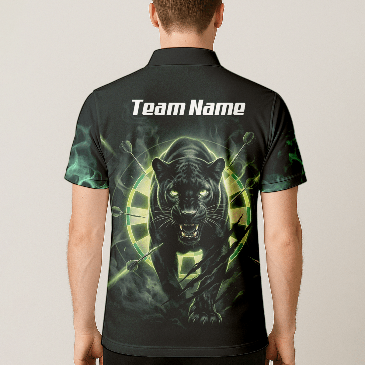 Dart Trikot Herren – Panther Motiv Schwarz - Grün Personalisiert F5579 - Outfitsuche
