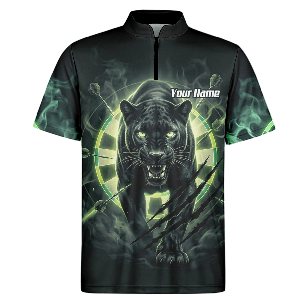 Dart Trikot Herren – Panther Motiv Schwarz - Grün Personalisiert F5579 - Outfitsuche