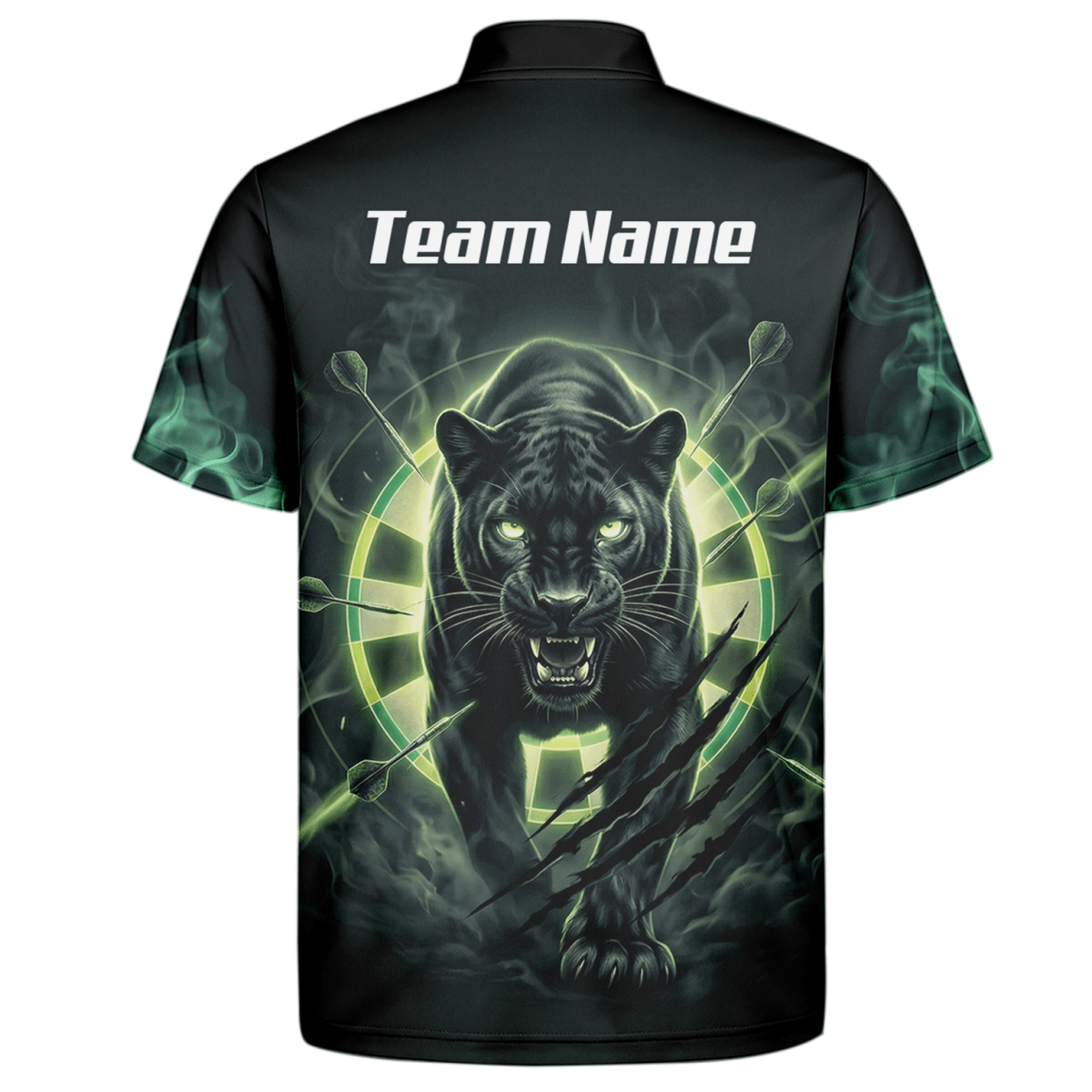 Dart Trikot Herren – Panther Motiv Schwarz - Grün Personalisiert F5579 - Outfitsuche