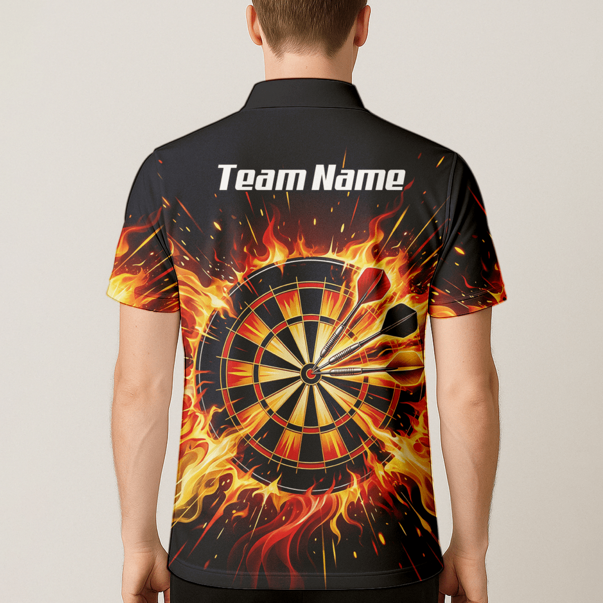 Dart Trikot Herren Personalisierbar – Brennende Dartscheibe Schwarz M1671 - Outfitsuche