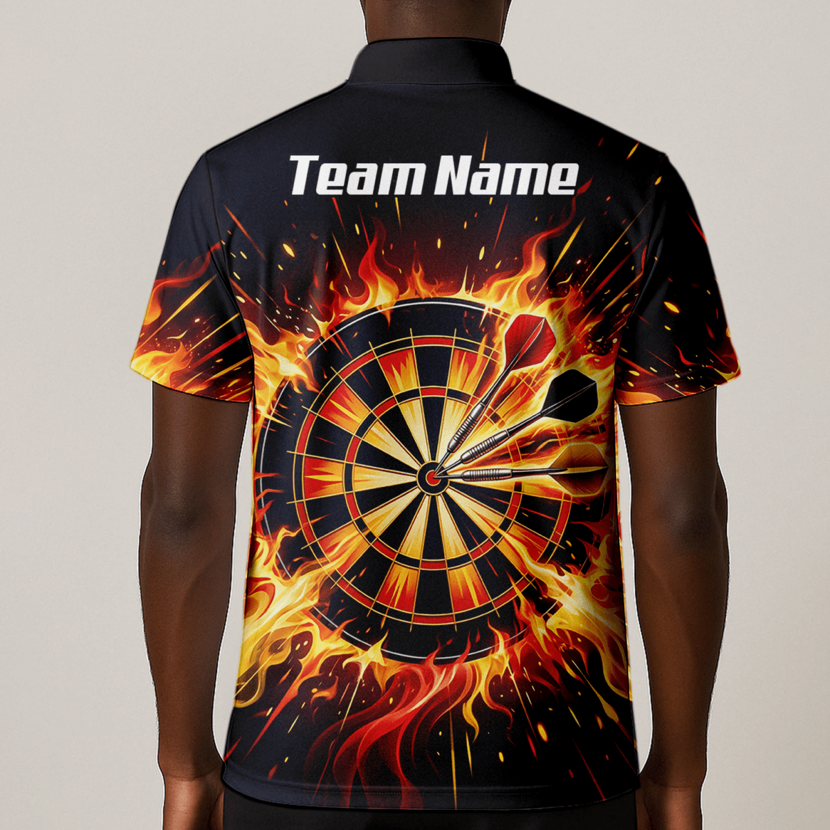 Dart Trikot Herren Personalisierbar – Brennende Dartscheibe Schwarz M1671 - Outfitsuche