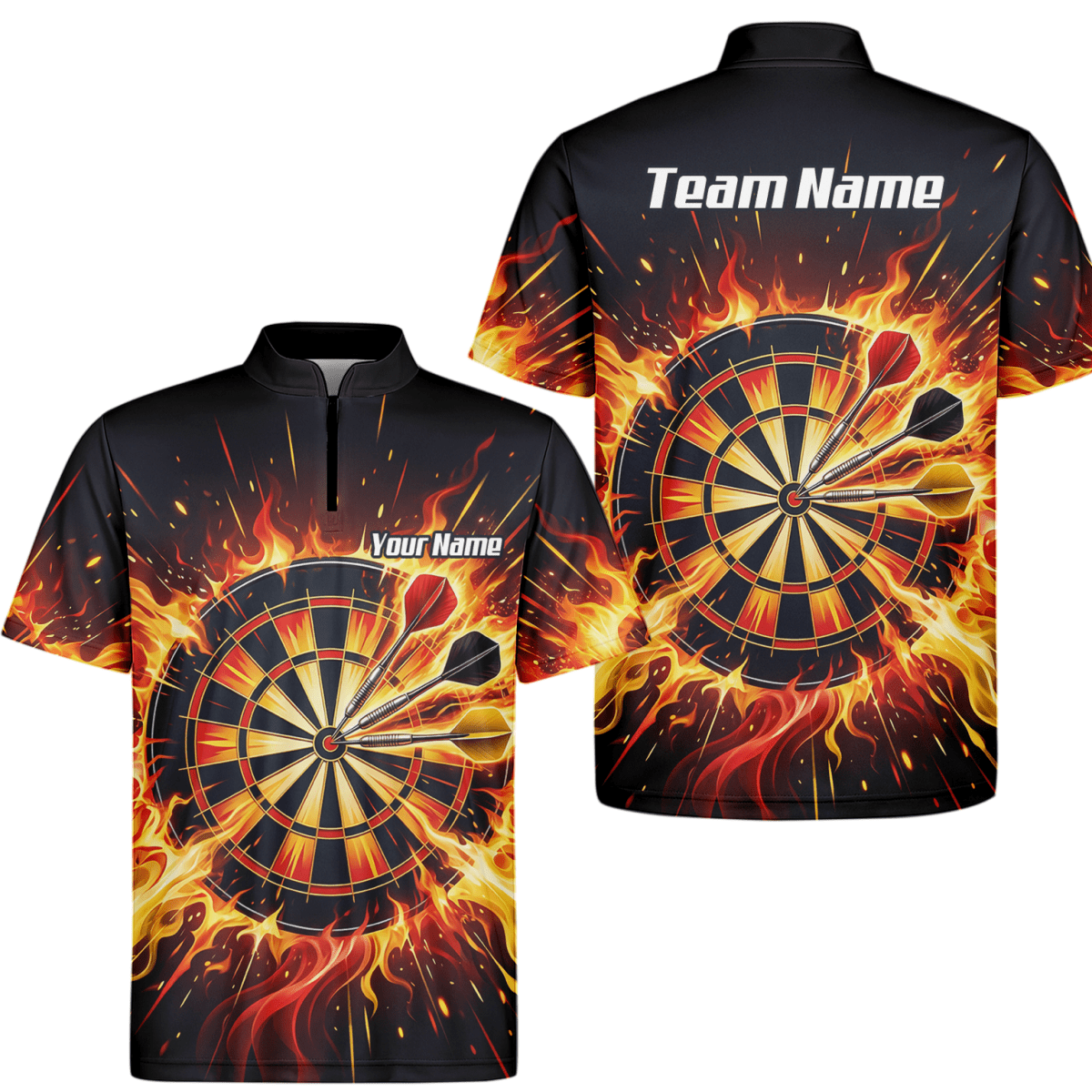 Dart Trikot Herren Personalisierbar – Brennende Dartscheibe Schwarz M1671 - Outfitsuche