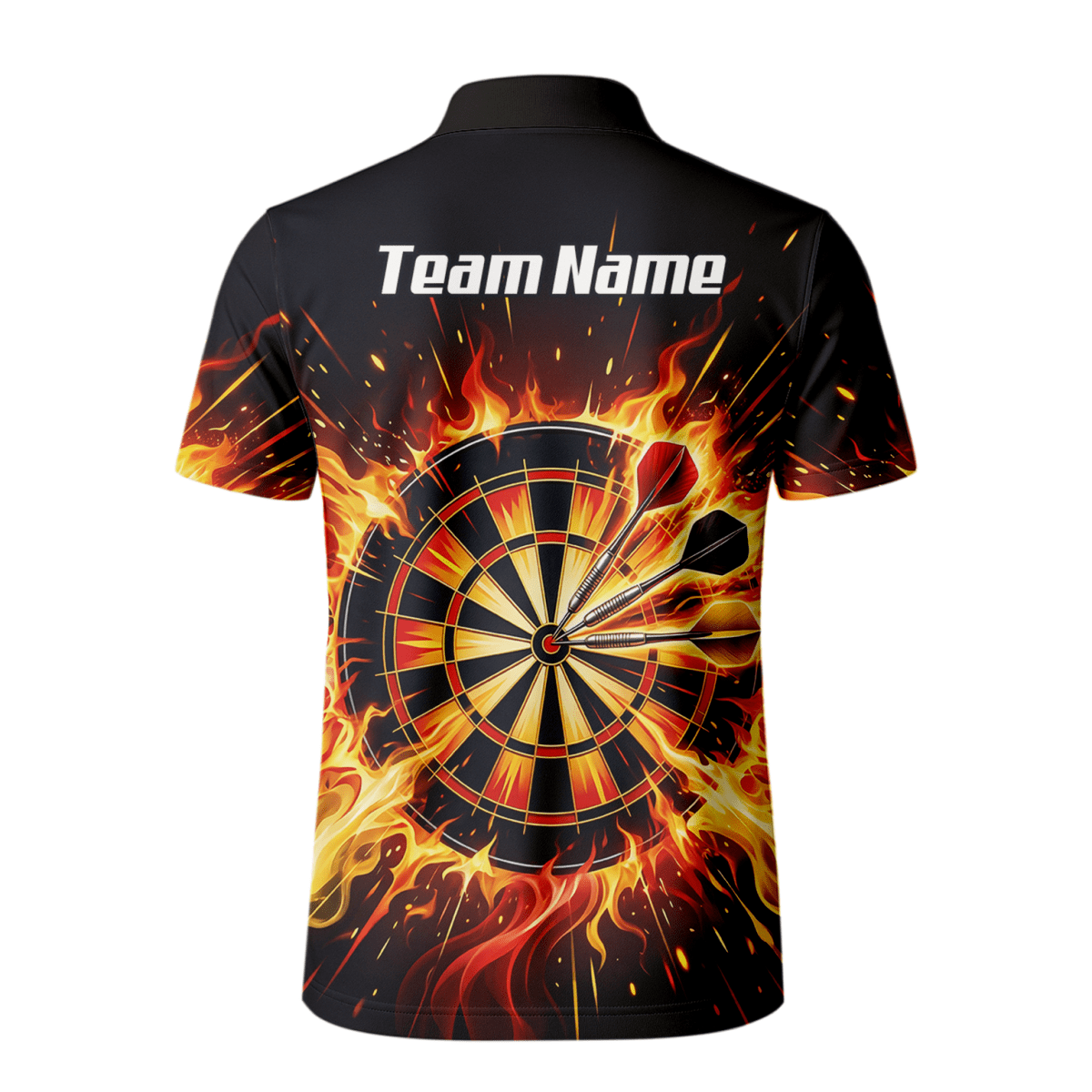 Dart Trikot Herren Personalisierbar – Brennende Dartscheibe Schwarz M1671 - Outfitsuche