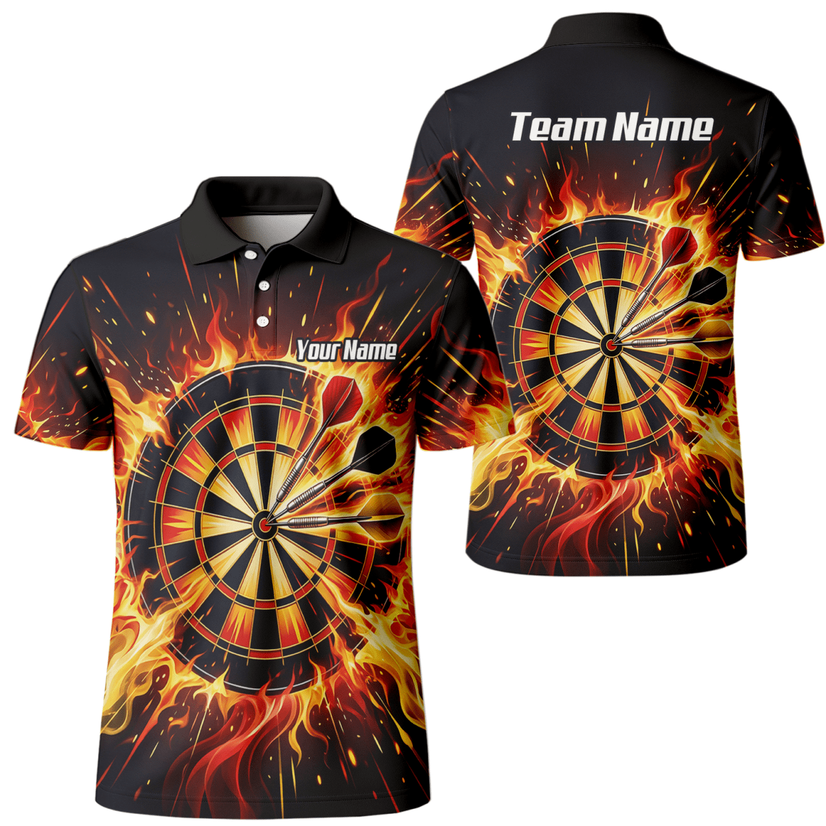 Dart Trikot Herren Personalisierbar – Brennende Dartscheibe Schwarz M1671 - Outfitsuche