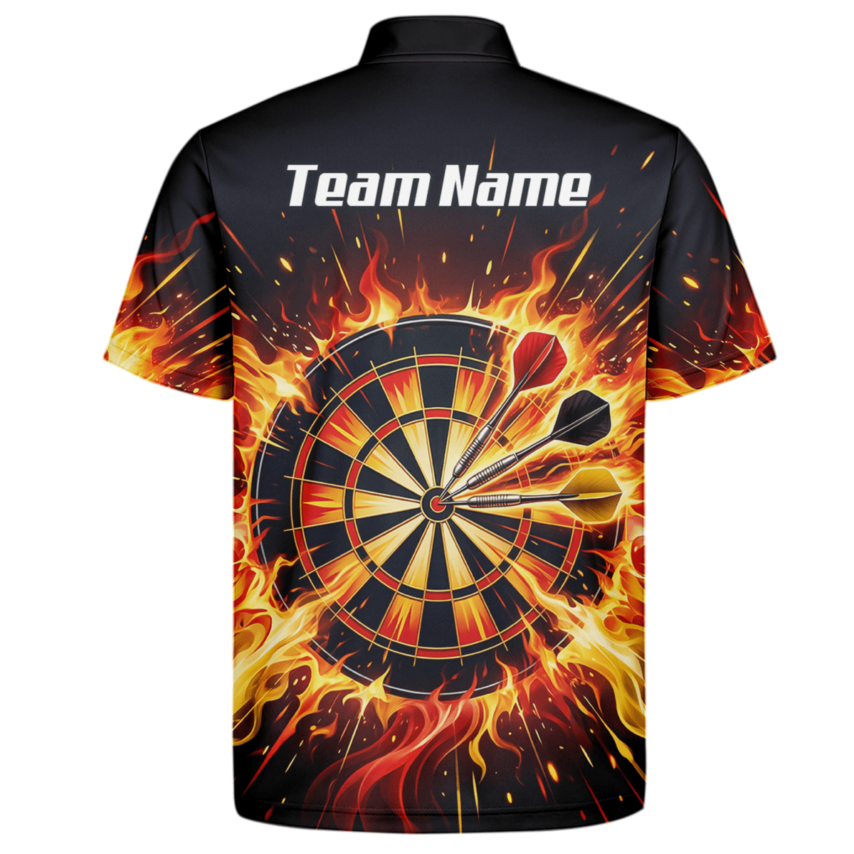 Dart Trikot Herren Personalisierbar – Brennende Dartscheibe Schwarz M1671 - Outfitsuche