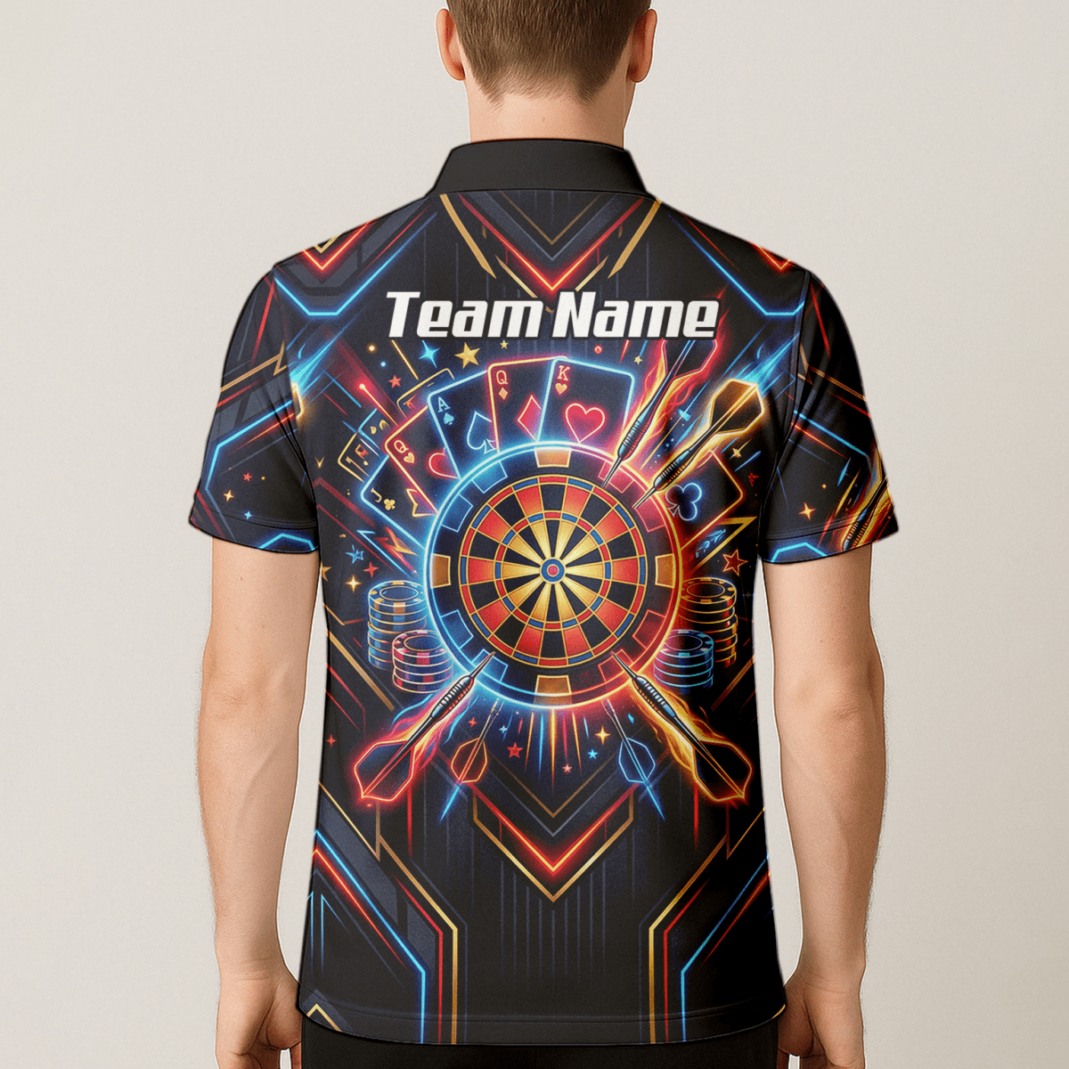 Dart Trikot Herren Personalisierbar – Casino Poker Design Neon I2744 - Outfitsuche