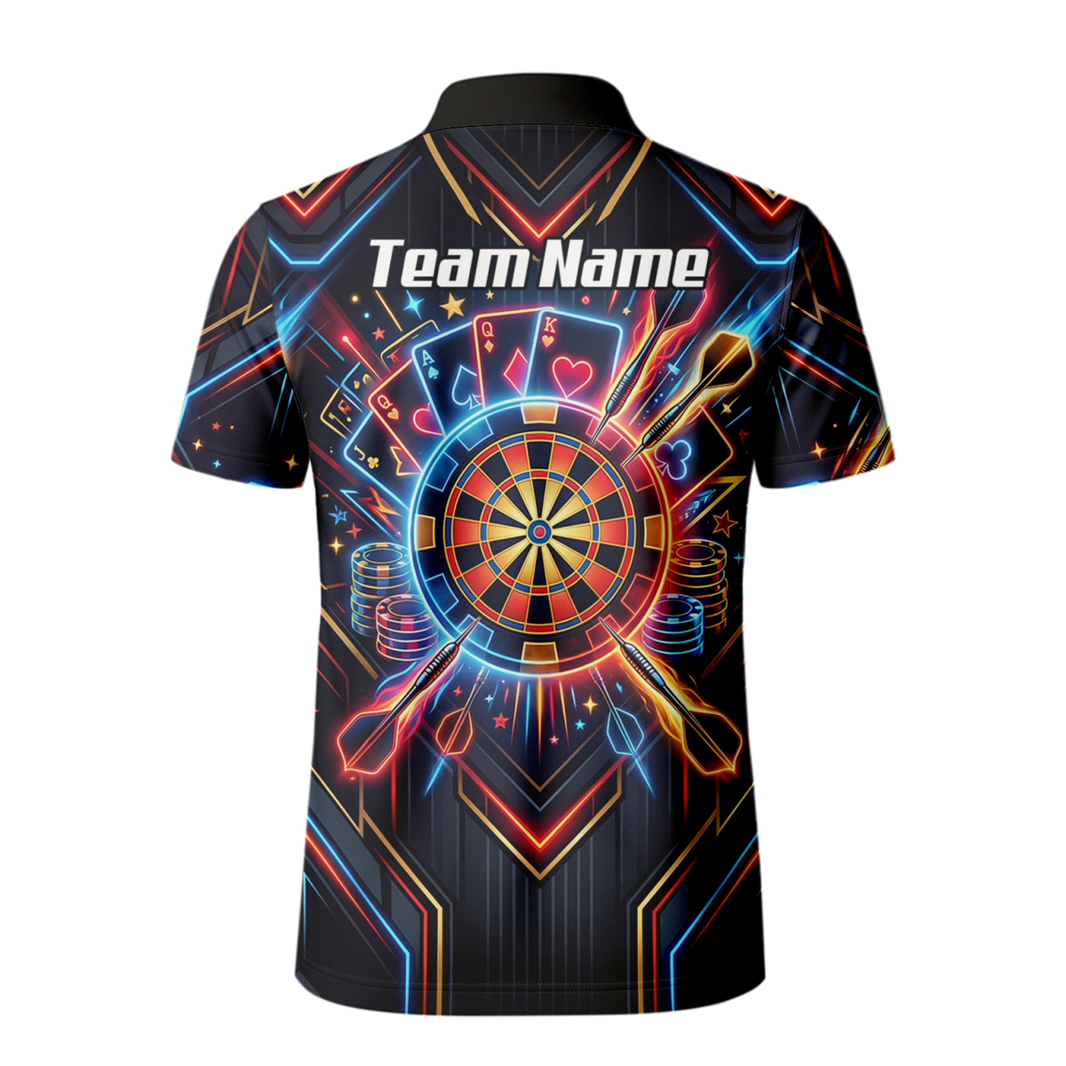 Dart Trikot Herren Personalisierbar – Casino Poker Design Neon I2744 - Outfitsuche