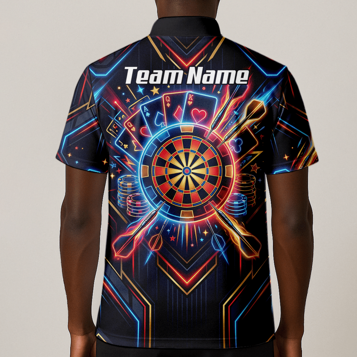 Dart Trikot Herren Personalisierbar – Casino Poker Design Neon I2744 - Outfitsuche