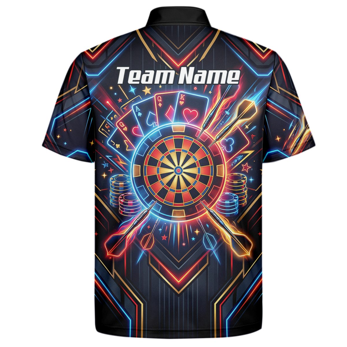Dart Trikot Herren Personalisierbar – Casino Poker Design Neon I2744 - Outfitsuche